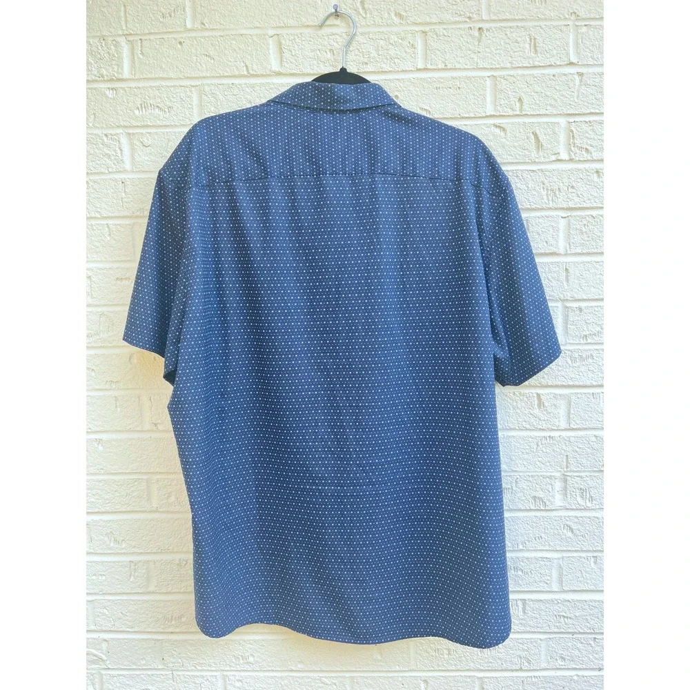CON.STRUCT Navy Short Sleeve Button Down Shirt XXL Travel Stretch Slim Fit Dot - Picture 4 of 5